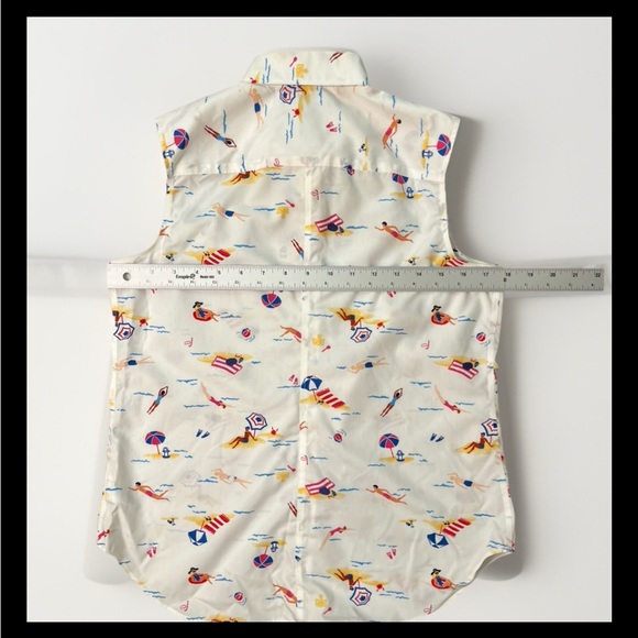 Lands’ End Beach Print Sleeveless Shirt 6P - Picture 5 of 5